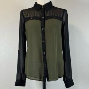 Vanity Black and Olive Button-Down Shirt